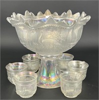 Peacock at the Fountain 8 pc punch set - white