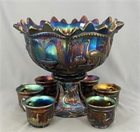 Peacock at the Fountain 8 pc punch set - purple