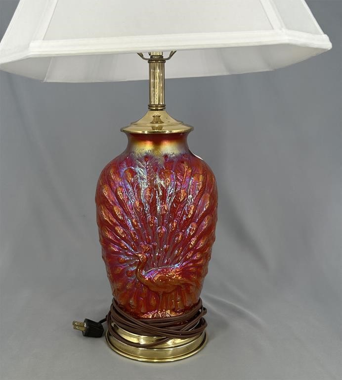 Peacock lamp - red