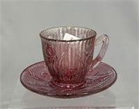 Iris & Herringbone cup & saucer - lavender flash
