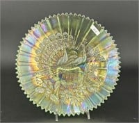 Peacocks 9" plate w/ ribbed back - ice green