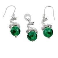 Natural 15.12ct Green Chalcedony Jewelry Set