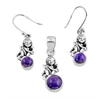 Natural 5.44ct Charoite Angel Jewelry Set