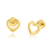 Dainty 14k Gold Open Heart Stud Earrings