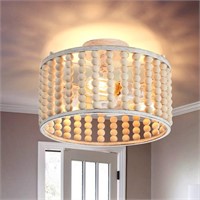 YAO BANG Oak White  Wood Beaded Boho Chandelier Li