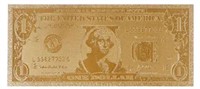 24k Plated $1 Bill Novelty Banknote