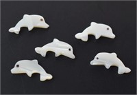 Natural Mother Of Pearl Dolphin Carved Beads 10pcs