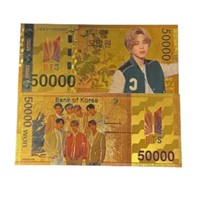 24k Plated $50k Bts Kpop Idol Novelty Note