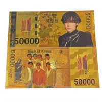 24k Plated $50k Bts Kpop Idol Novelty Note