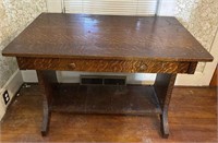 Tiger Oak Library Table With Drawer