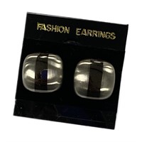 Black And Silver-tone 80's Style Earrings