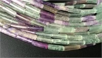 Natural 15" Strand Rainbow Fluorite Tube Beads