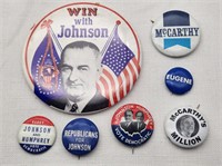 Johnson / Humphrey + McCarthy Campaign Buttons