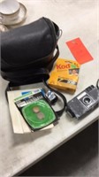 Kodak instamatic camera, film, case etc