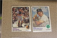 Lot of 2 1970s Yankees baseball card
