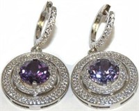 Round 2.88ct Amethyst Dangle Earrings