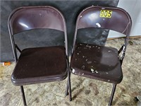 Pair of metal folding chairs