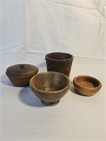 Four wooden bowls, treen bowl