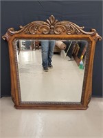 Ornate Brown Cherry Wood Mirror