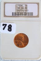 1938 NGC GRADED WHEAT PENNY COIN