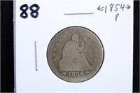1854 SEATED QUARTER COIN