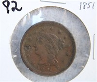 1851 LARGE U.S. CENT COIN