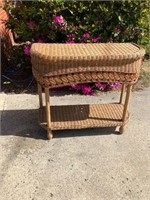 WICKER HALL STYLE TABLE 35"X 14" X 31" TALL