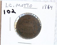 1854 U.S. TWO CENT PIECE COIN LC MOTTO