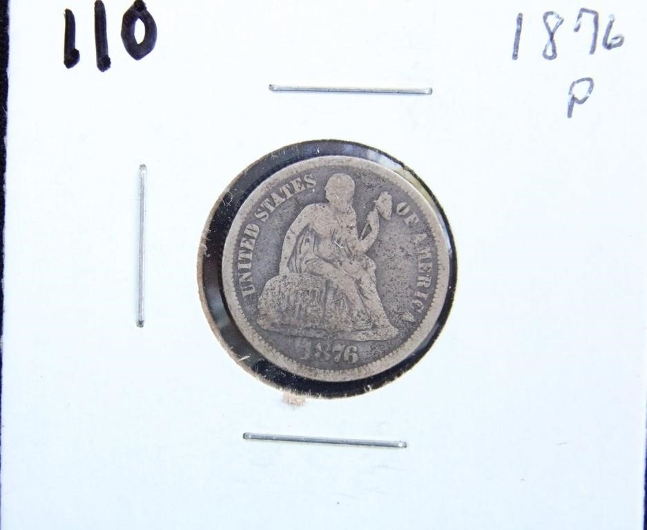 1876 SEATED DIME COIN