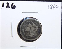 1866 3 CENT NICKEL COIN