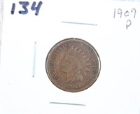 1907 INDIAN HEAD PENNY COIN