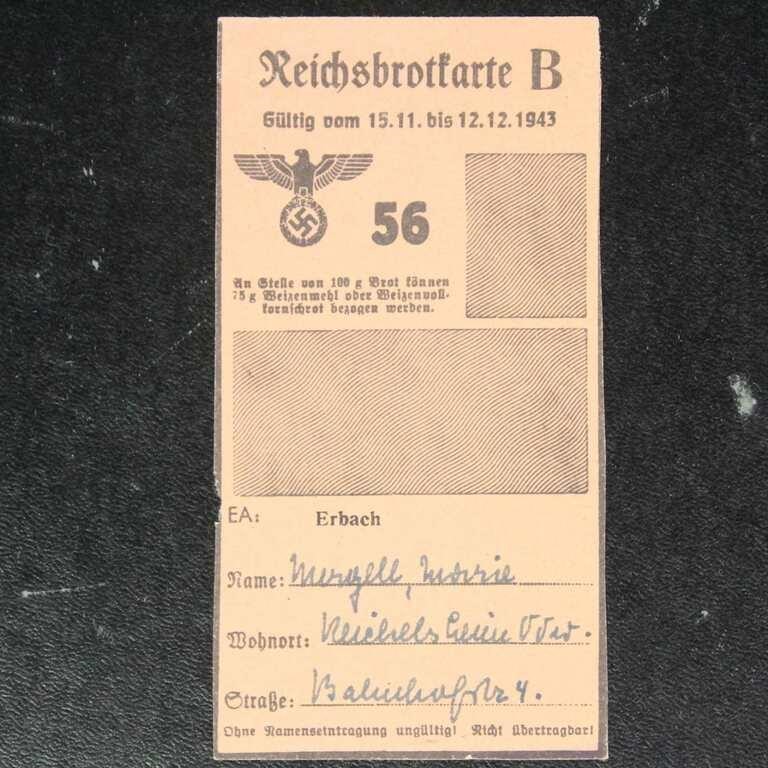 Germany Bread Ration Card World War II era