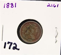 1881 3 CENT NICKEL COIN