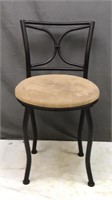 Vanity Chair / Stool Fabric Seat Brown Metal