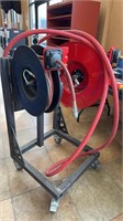 CUSTOM METAL ROLL AROUND STAND W/ REELCRAFT HOSE