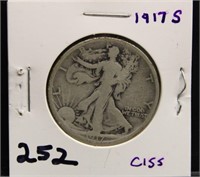 1917 S WALKING LIBERTY HALF DOLLAR COIN