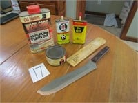 5 PIECES OF ADVERTISING- IH, TUNG OIL, HOUSEHOLD