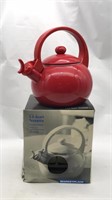 2qt Tea Kettle Porcelain Enamel Red In Original Bo