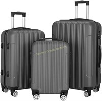 Hard Shell Luggage Set, 20/24/28in Dark Gray