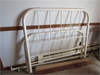 EARLY WHITE PAINTED METAL BED W/ RAILS