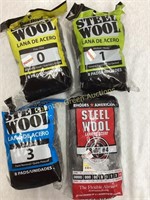 4 packs of 8 or 12 Steel Wool Pads Various Sizes