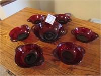 RUBY RED BERRY BOWL W/ 6 SERVING BOWLS