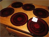 6 RUBY RED SALAD PLATES 8"