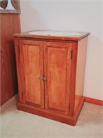 2-Door Cabinet, Wood Shelf, Bundt Pan, Linens