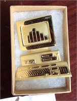Vintage Computer Pin Gold