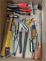 Hammer, screwdrivers, wrench and more