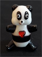 Glass Panda W Heart Figurine