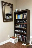 Book Shelf and Wicker Wall Mirror