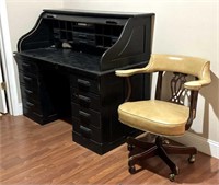 Roll Top Desk and Office Chair