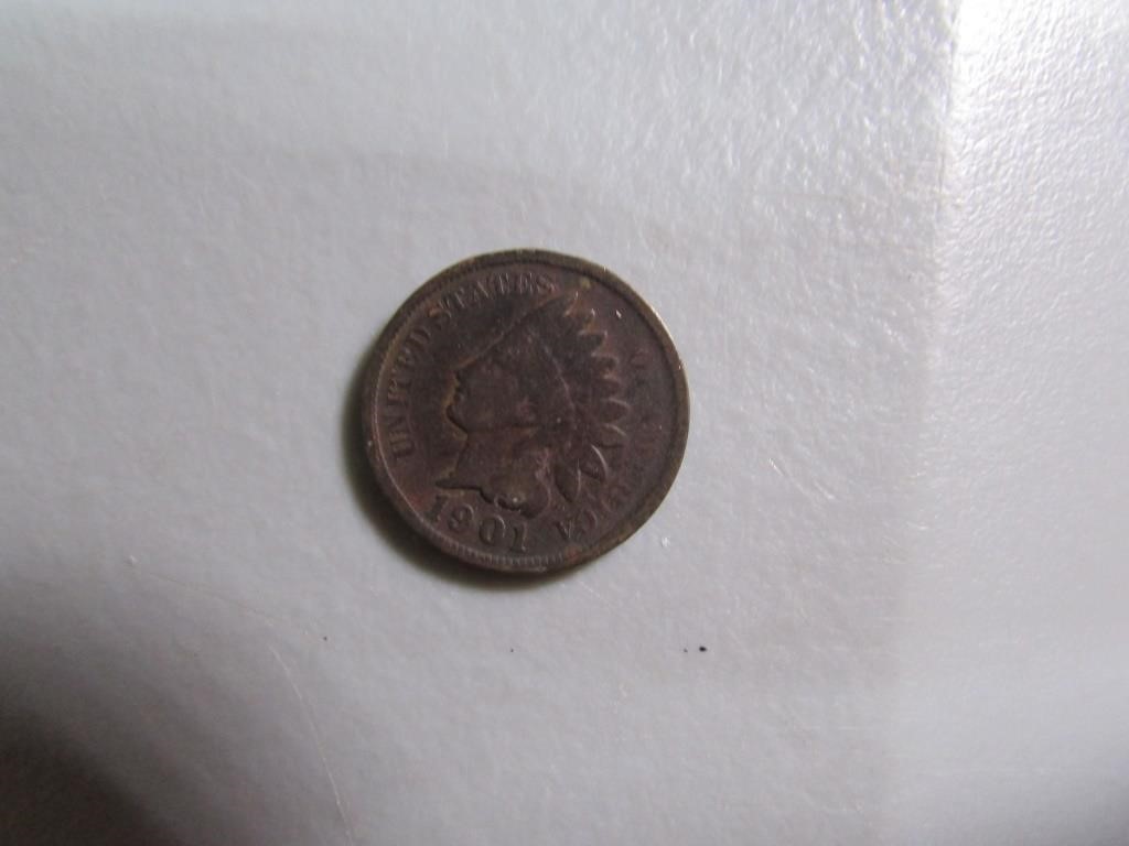 1901 US Indian Head Penny A+ Shape
